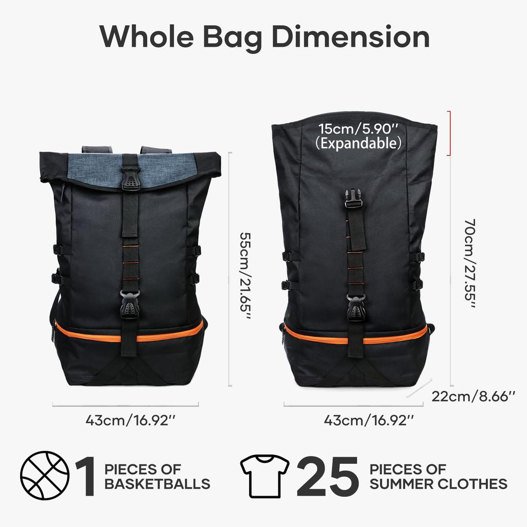 35L Herren Sport Basketballtasche Elite Trainingsrucksack Großer Reiserucksack Outdoor Wandern Campingtaschen Bergsteigerrucksäcke