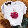 Fashion Flowers Red Rose Skirt Print T-shirt Women T Shirt Femme Harajuku Shorts Sleeves Shirt Summmer Tops Tshirt