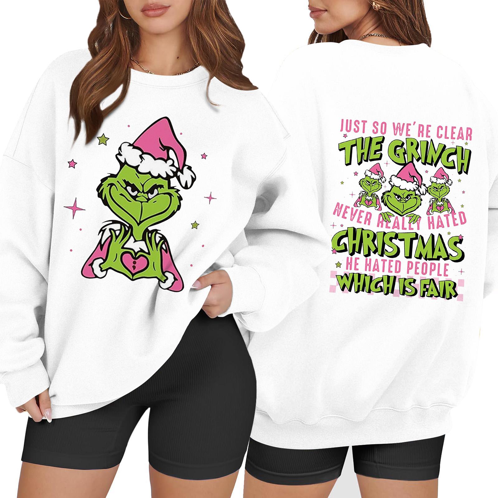 

Women s Fashion Long Sleeve Print Round Neck Loose Pullover Sweater Top XXL белый