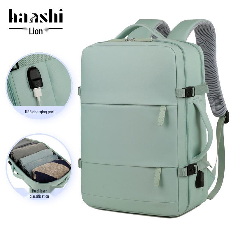 High-End Waterproof Backpack: Women's Leisure Travel, Men's Wet/Dry Separation, Large Capacity Schoolbag, Laptop Compatible.