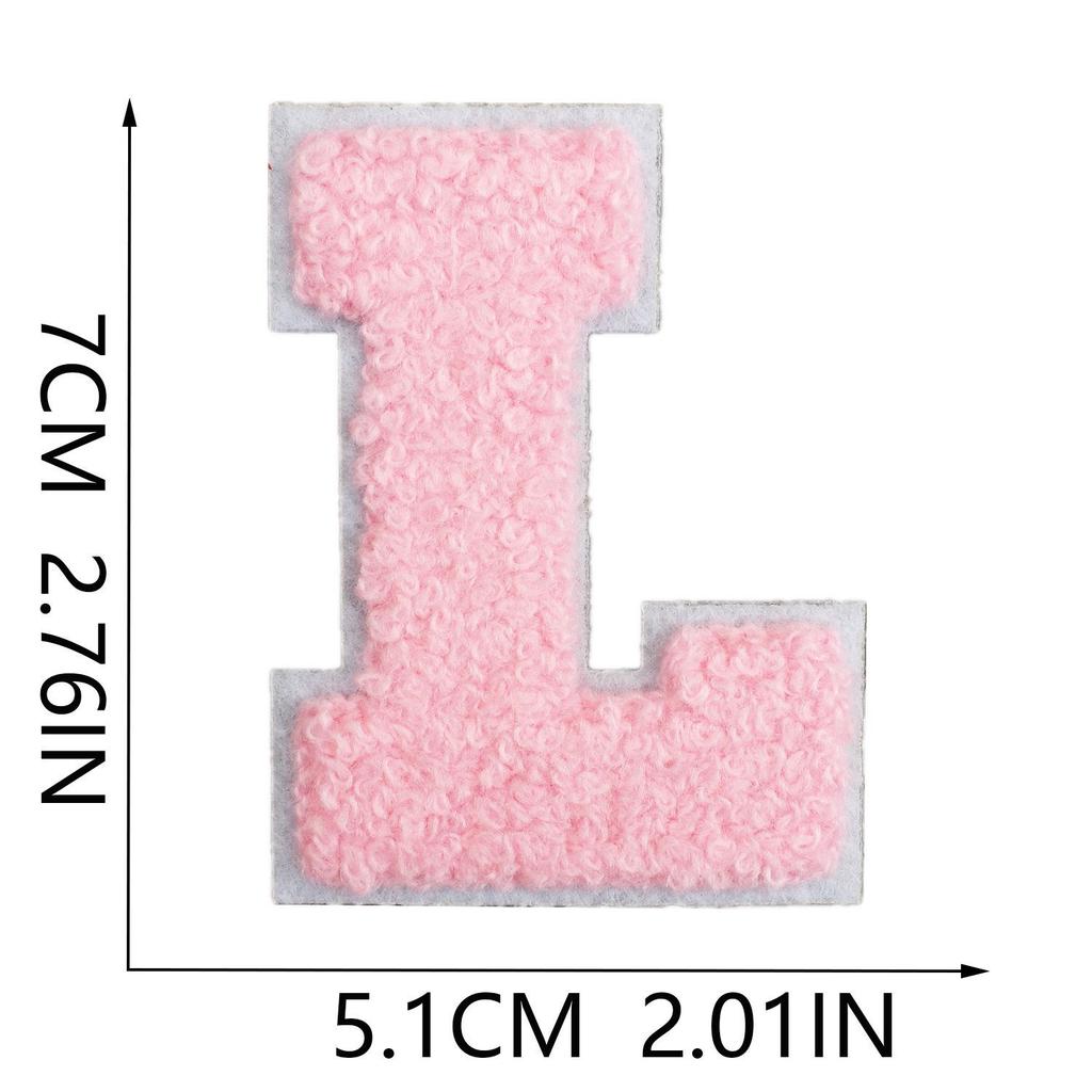 Roaring Sky A-Z Pink Chenille Embroidery Patch: 7cm Iron-on Sticker for Bags