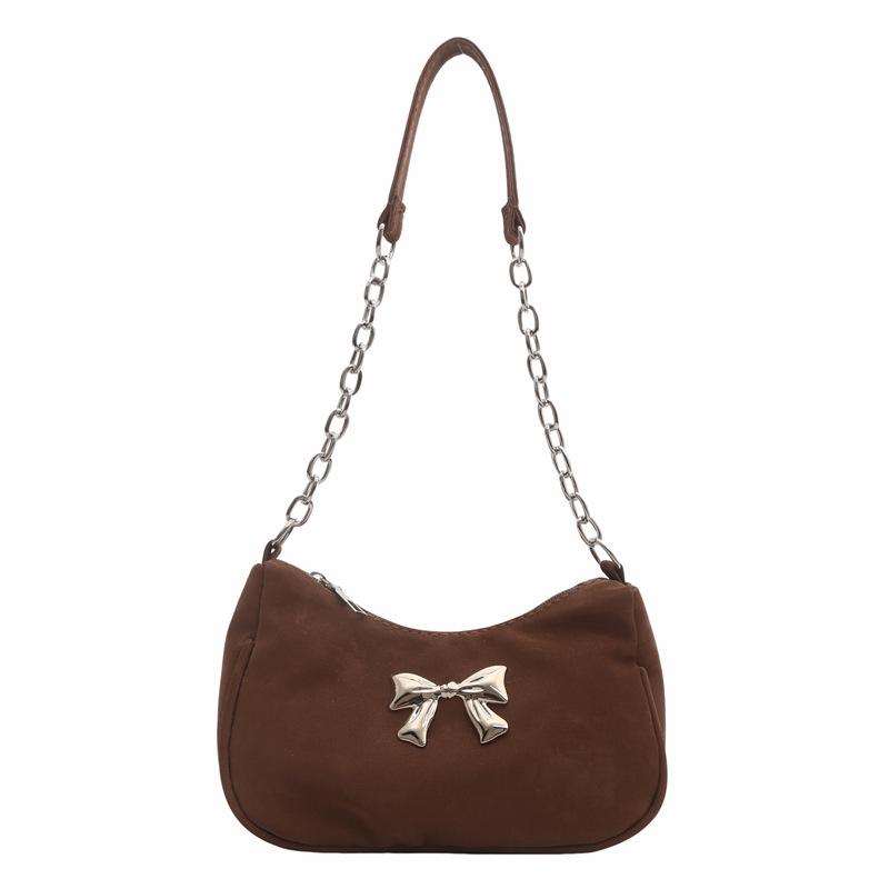 2024 Women's Solid Color Bow Underarm Bag - Fashionable Dumpling Style