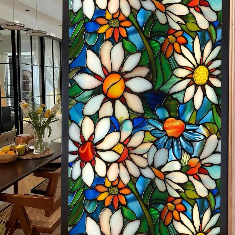 3D Laser Recyclable Window Privacy Film No-glue Window Film Decorative Protection Static Cling Stained Glass Home Sticker