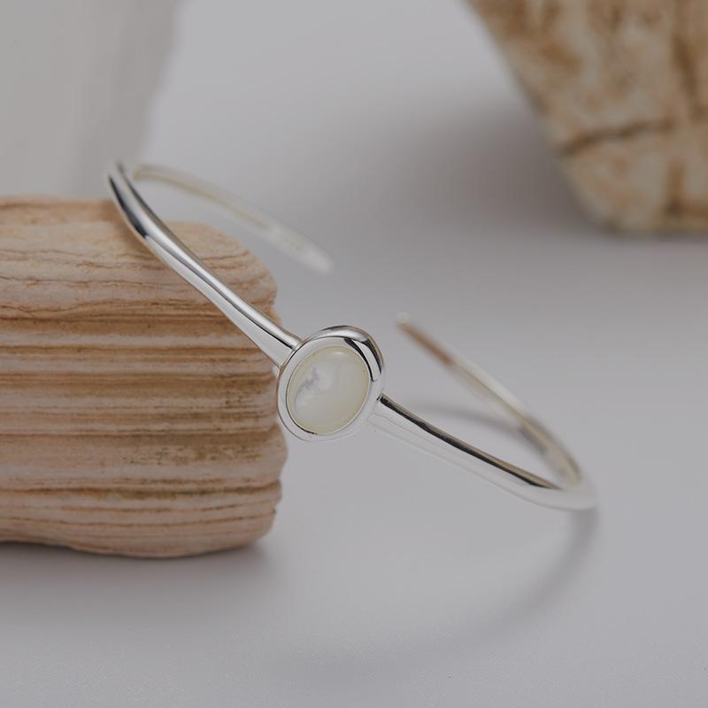 Minimalist Fashion Colored Treasure Pendant S925 Sterling Silver Inlaid With Natural Jasper Kyanite Tiger Eye White Shell Necklace Women'S