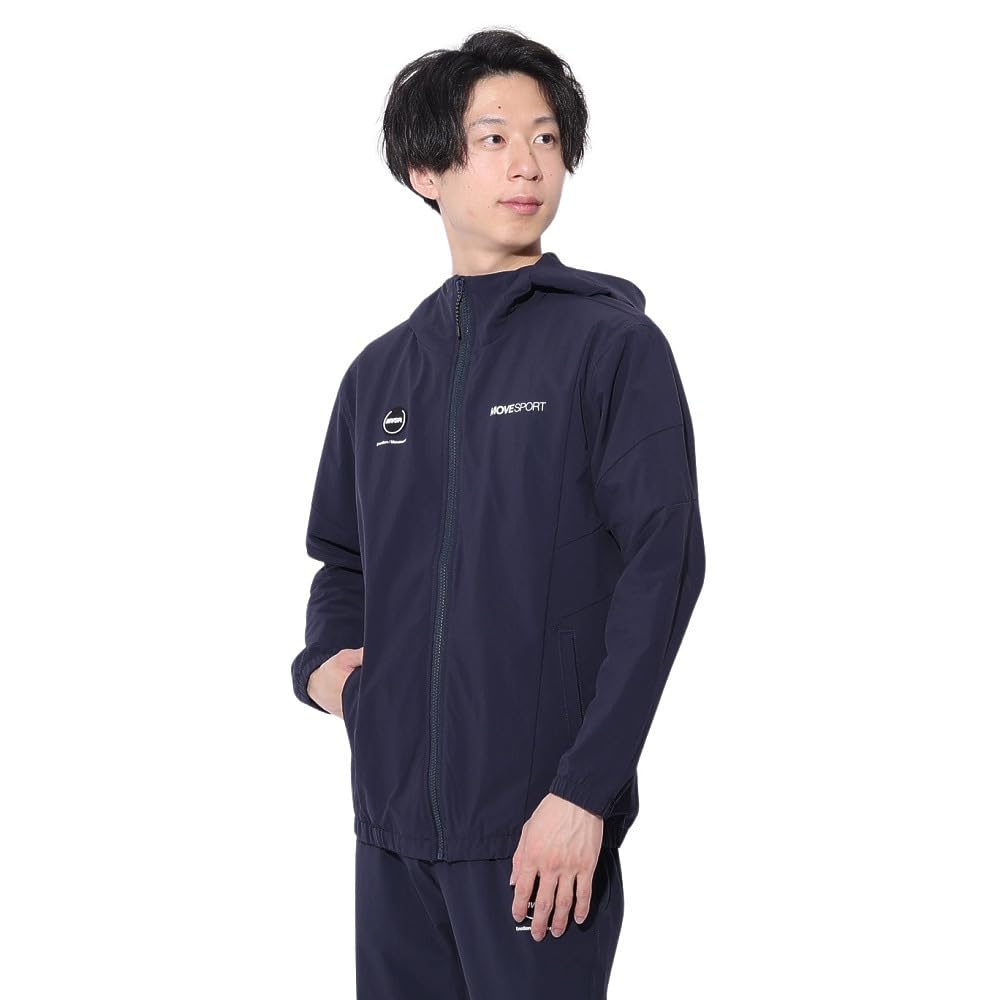 DESCENTE Stretch Cool Touch Nylon Hoodie NV XO 4-Way Two-Tone Full-Zip