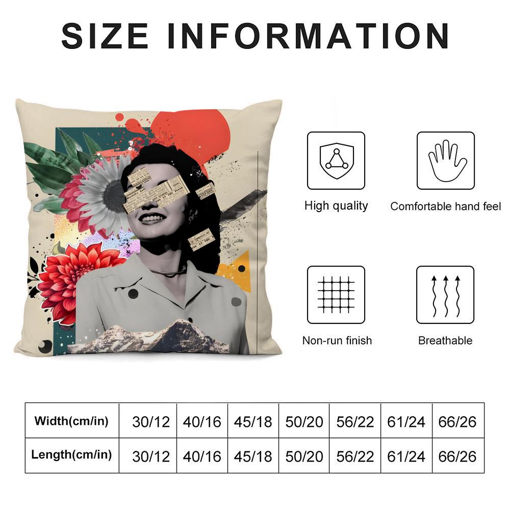 Retro Poster Luxury Cushion Cover Pillowcase Ultra Soft Skin Friendly Fabric Cloud Like Comfort & Concealed Zipper