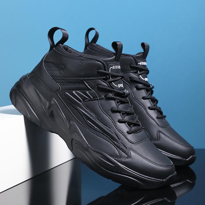 

46 large size men s shoes are versatile in autumn and winter, youth leather surface waterproof and velvet warm cotton shoes, dad sports shoes 39