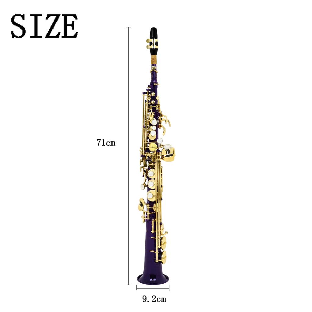 SLADE Bb Purple Soprano Saxophone Sax Brass Body Professional Woodwind Instrument with Case Gloves Straps Set Parts Accessories
