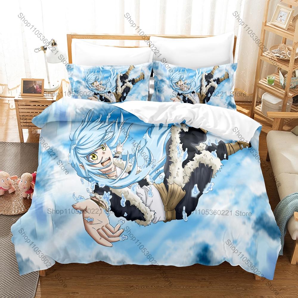 Cool Tensei Shitara Slime Datta Ken Anime Print Bedding Set 3in1 1 Duvet Cover 2 Pillowcases Soft Fabric Bedroom Textile For Ota
