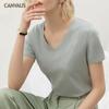 Summer New Style Short-Sleeved T-Shirt Women Mercerized Cotton Pure Cotton V-Neck T-Shirt European And American Women