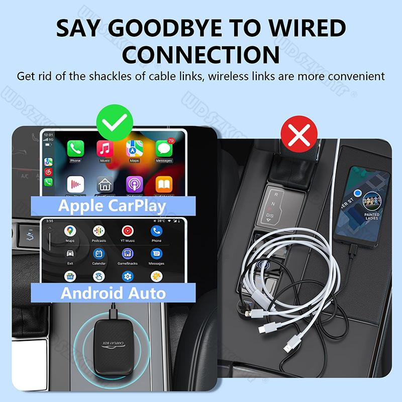 4 In 1 Carplay&Auto Wired To Wireless Android Auto Adapter Wired Android Auto Cars Smart Ai Box WiFi TF Card For Netflix Youtub