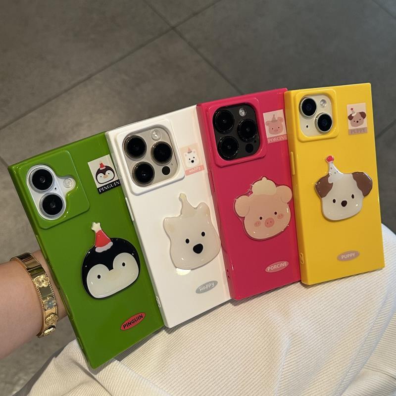 Cute Puppy Suitable for Apple 16 Mobile Phone Case Iphone15 Protective Case 14pro Square Shell 13pro Soft Shell