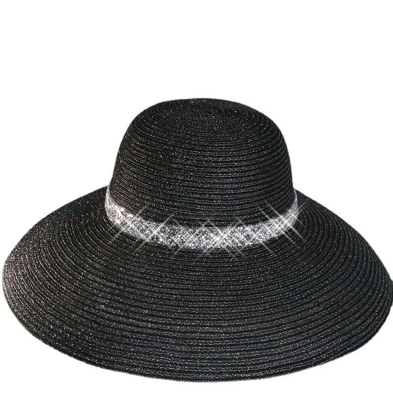 Beach Style Sun Shade Hat For Women With Wide Brim And Silver Silk Fabric Summer Wear
