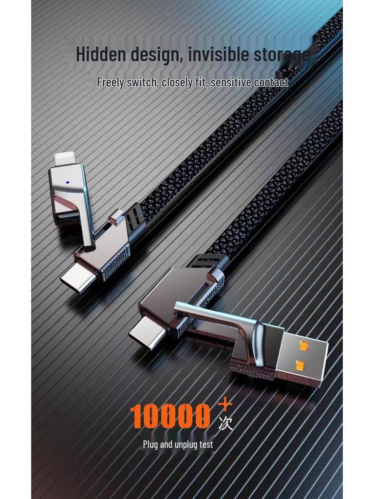 Zinc Alloy Braided 4-in-1 Type-C PD Fast Charging USB Cable