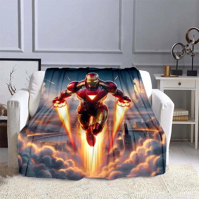 Iron Man Printed Blanket Children Adult Blanket Soft and Warm Bedding for Bed Sofa Outdoor Travel Cover Blanket