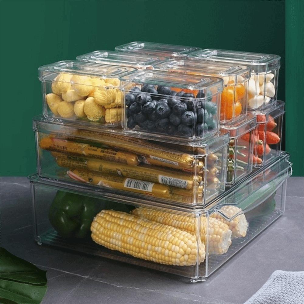 with Lids Fridge Organizer Box Transparent Kitchen Storage Box Fridge Drawer Organizer  Office