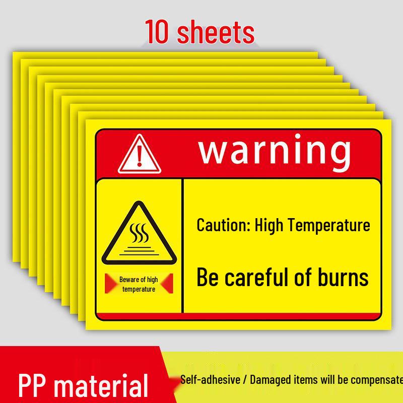 High Temperature Warning Sign: Caution - Hot Surface, Do Not Touch, Avoid Burns.