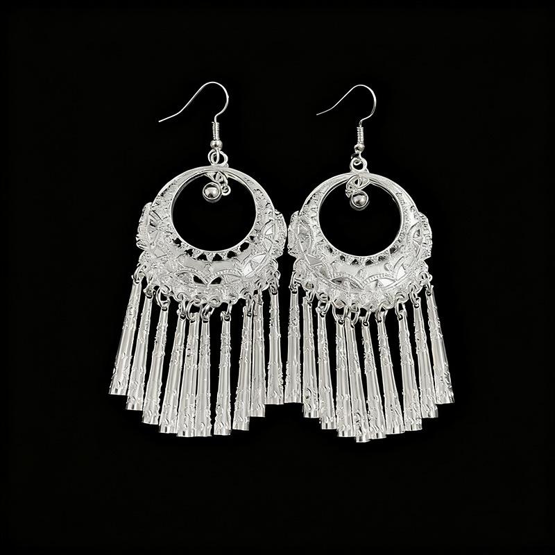 Ethnic style earrings Alloy silver-plated Miao ethnic minority Dong Yi earrings Earrings