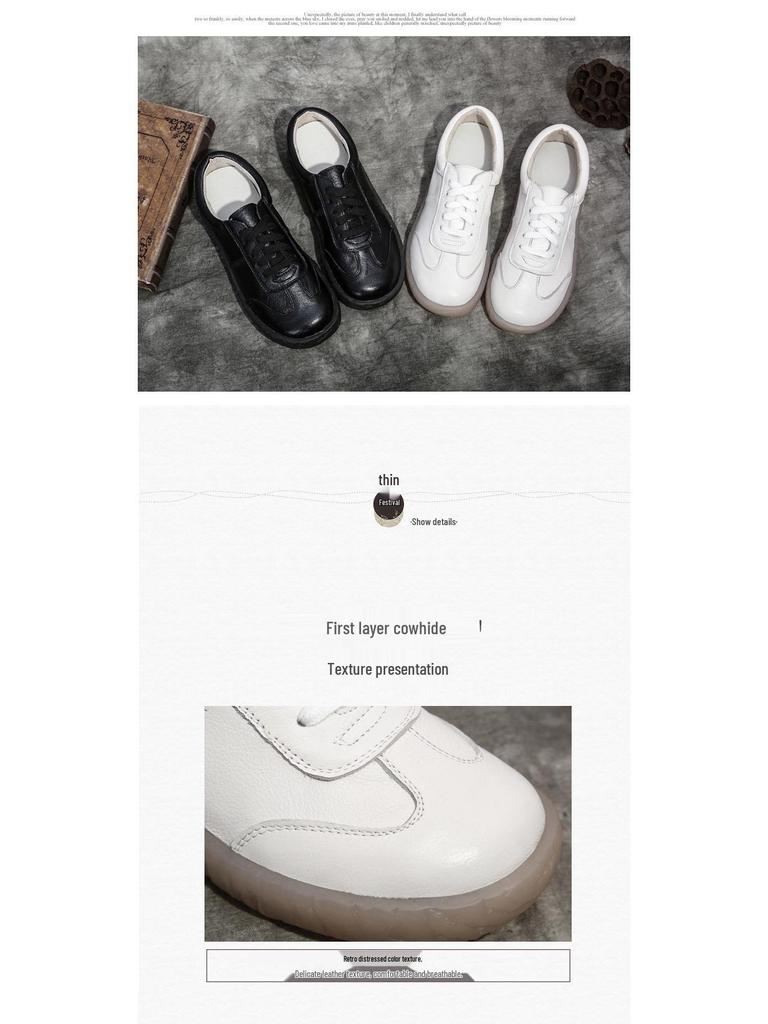 2025 Spring/Summer Genuine Leather Non-Slip Women's Soft Sole Shoes for Moms, Mori Girls, and Pregnant Women - Versatile Handmade Design.