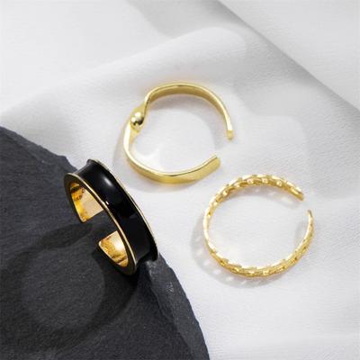 Elegante y versátil anillo de tres piezas ajustable de moda, anillo geométrico simple, joyería popular para mujer