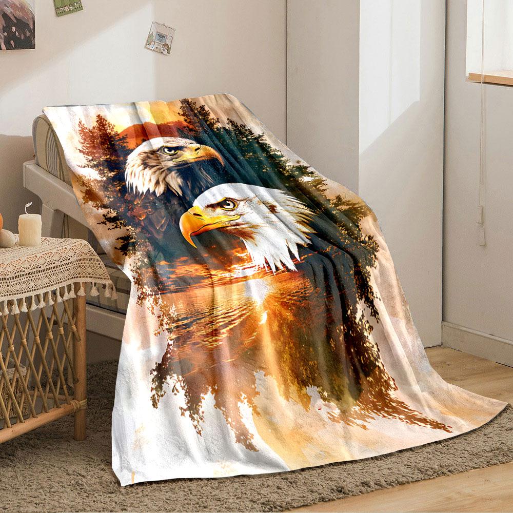 Majestic Eagle Sunset Blanket for All Seasons Blanket Lunch Break Throw Gift