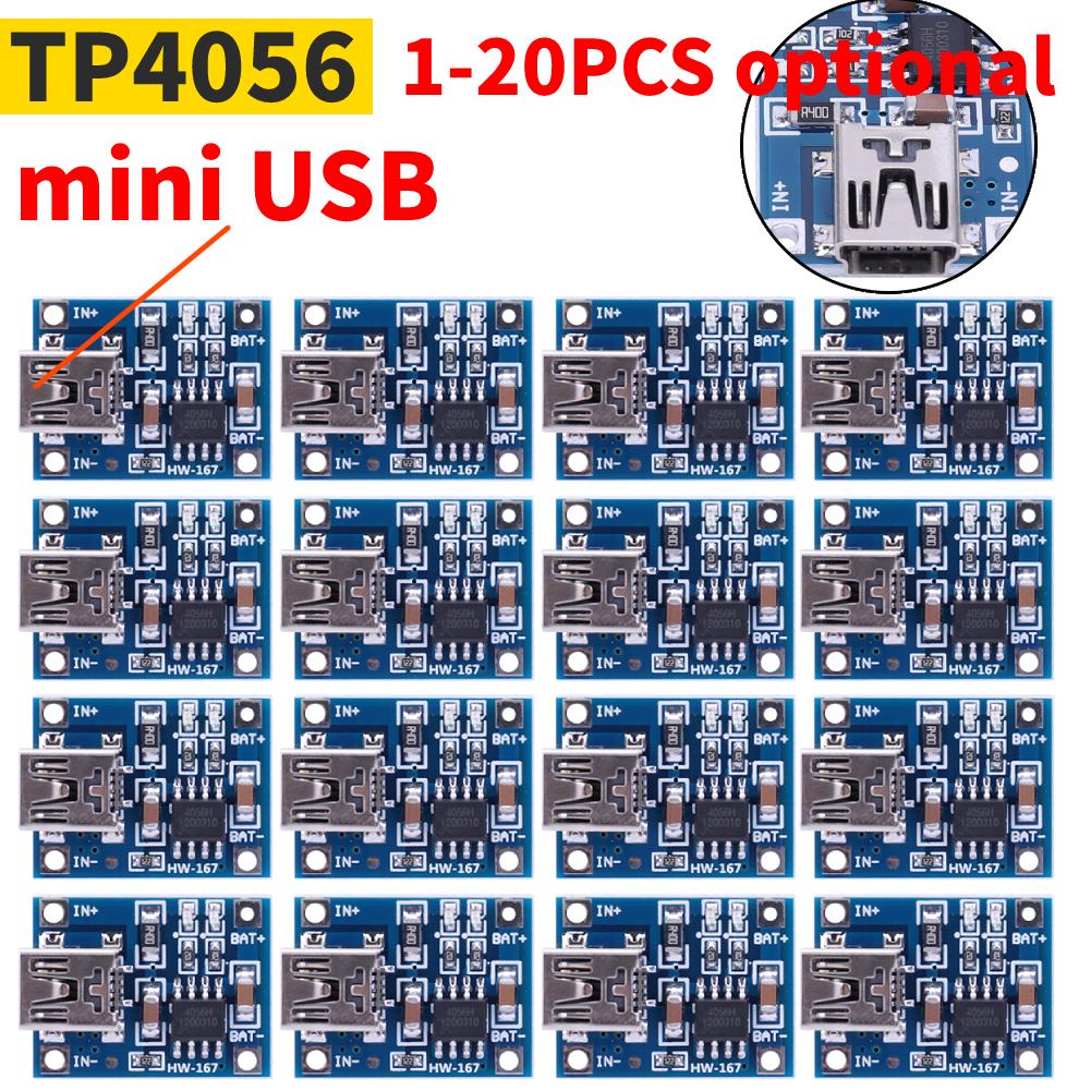 

1-20PCS Type-c/Micro/Mini USB 5V 1A 18650 TP4056 Lithium Battery Charger Module Charging Board With Protection Dual Functions 1A 1PCS