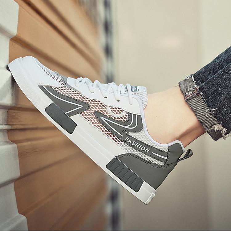 Summer Hollow Breathable Mesh Panel Shoes Low-cut Lace-up Large Size Casual Shoes Fashion Youth Student Sports Shoes