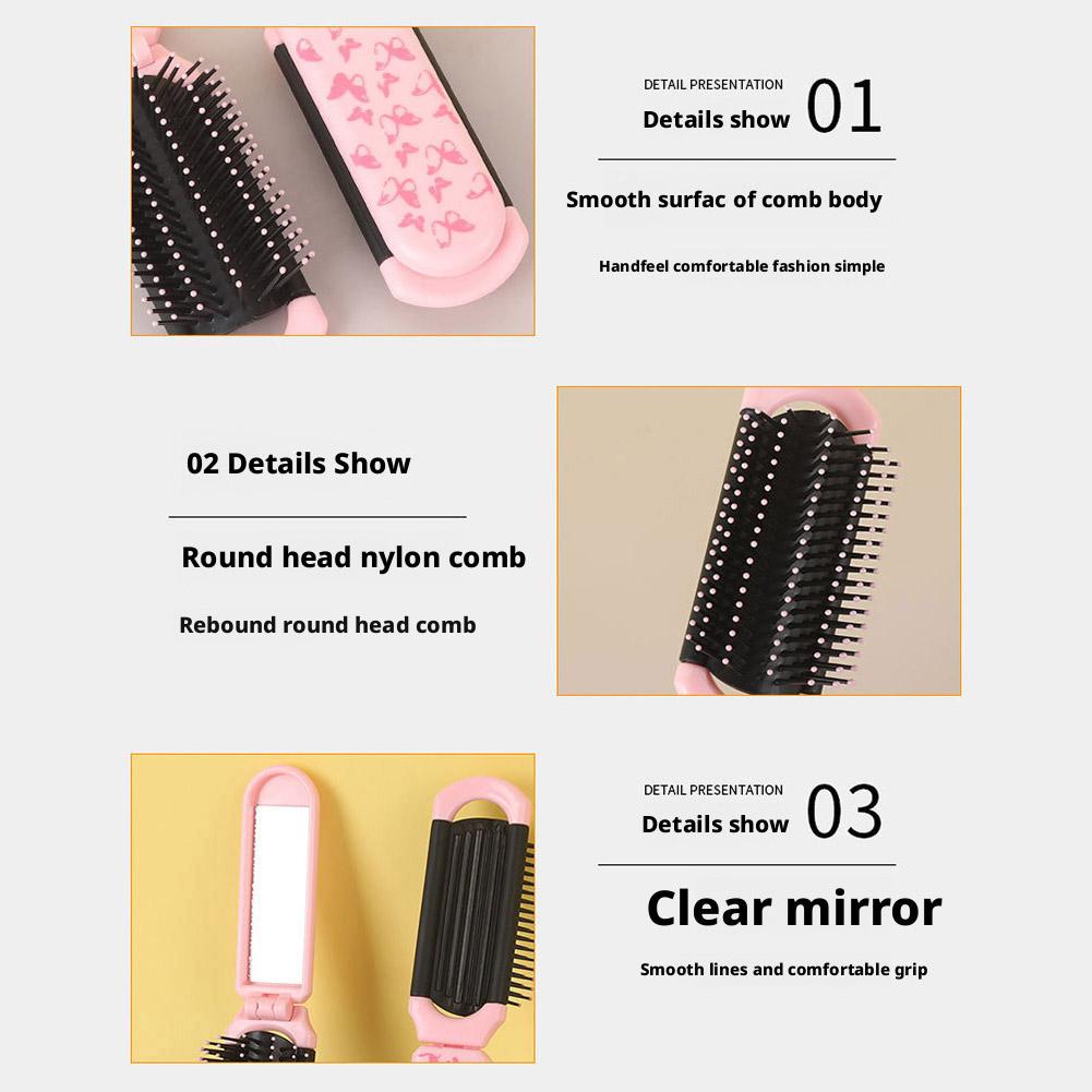 Plastic Folding Comb Portable Makeup Mirror Comb Foldable Massag Girl Bangs Fashionable Convenient Carry On Bag Comb