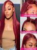 200 Density 13x4 13x6 Full Frontal Lace 99j Burgundy Preplucked Colored Straight Frontal Wig HD Transparent Lace Human Hair Wigs