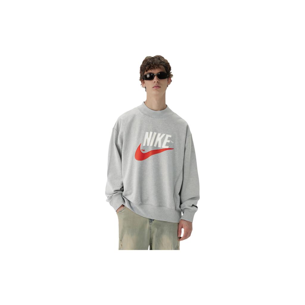 Nike Trend Capsule Logo Embroidered Sport Crewneck Sweatshirt Men Sweatshirt Light-Grey DM5274-050