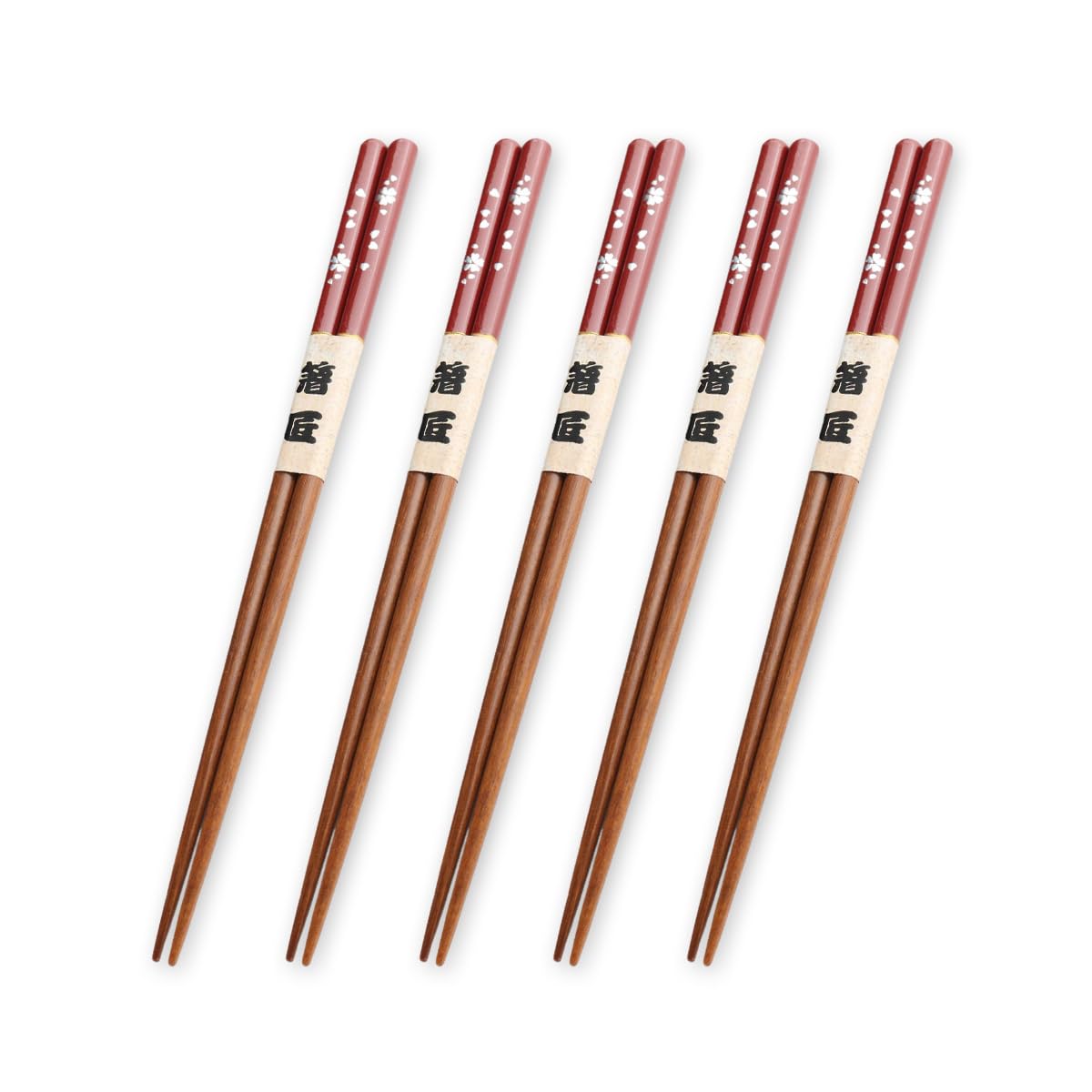 

Wooden Sakura and Set of Current Model J-kitchens Chopsticks, Vermilion, 5, 23.5cm,