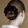 EN005 Glitter Pleated Scrunchie (Ivory, Black)