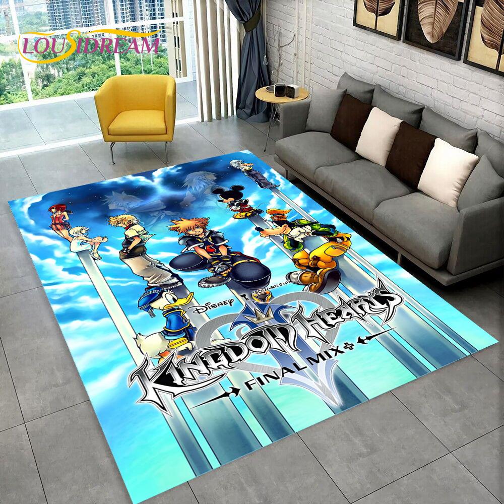 3D Cartoon Kingdom Hearts Game Carpet Rug for Home Living Room Bedroom Sofa Doormat Decor,kids Play Area Rug Non-slip Floor Mat