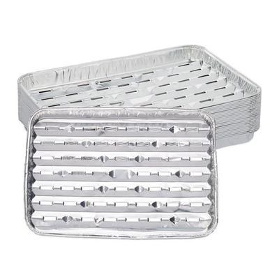 Relaxdays Food Trays, Set of 25, Perforated Bottom, Max. 260°C, Barbecue, L X D : 34 X 22 Cm, Aluminium, Silver