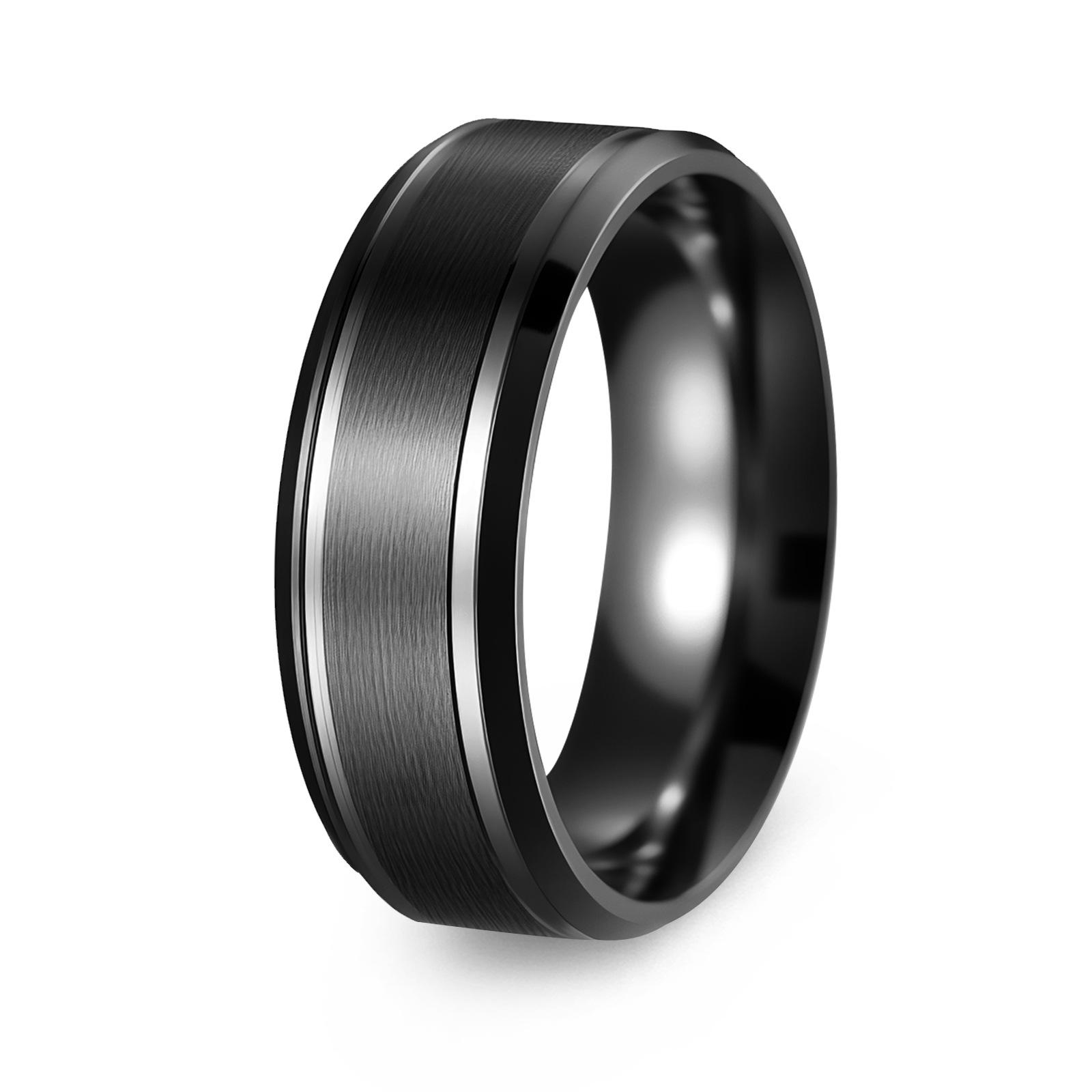 

Matte Double Bevel Edge Minimalist Stainless Steel Mens Ring 8mm 6mm Width Options Durable Comfort Fit no. 5