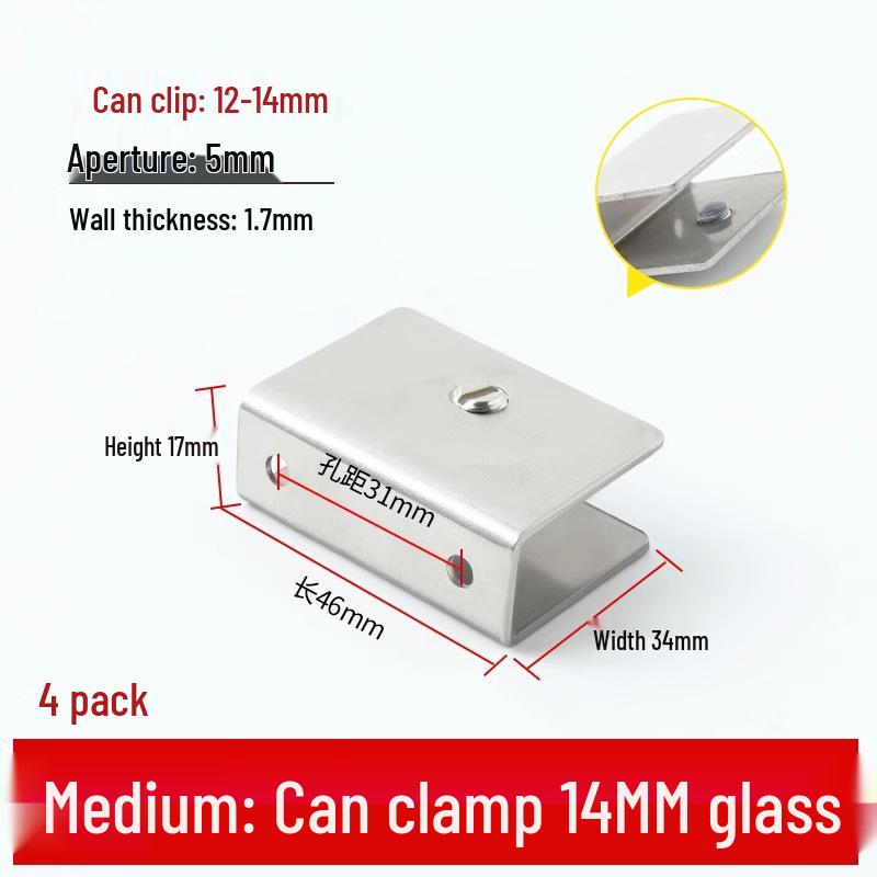 Nerezová skleněná svorka pro police a skříně