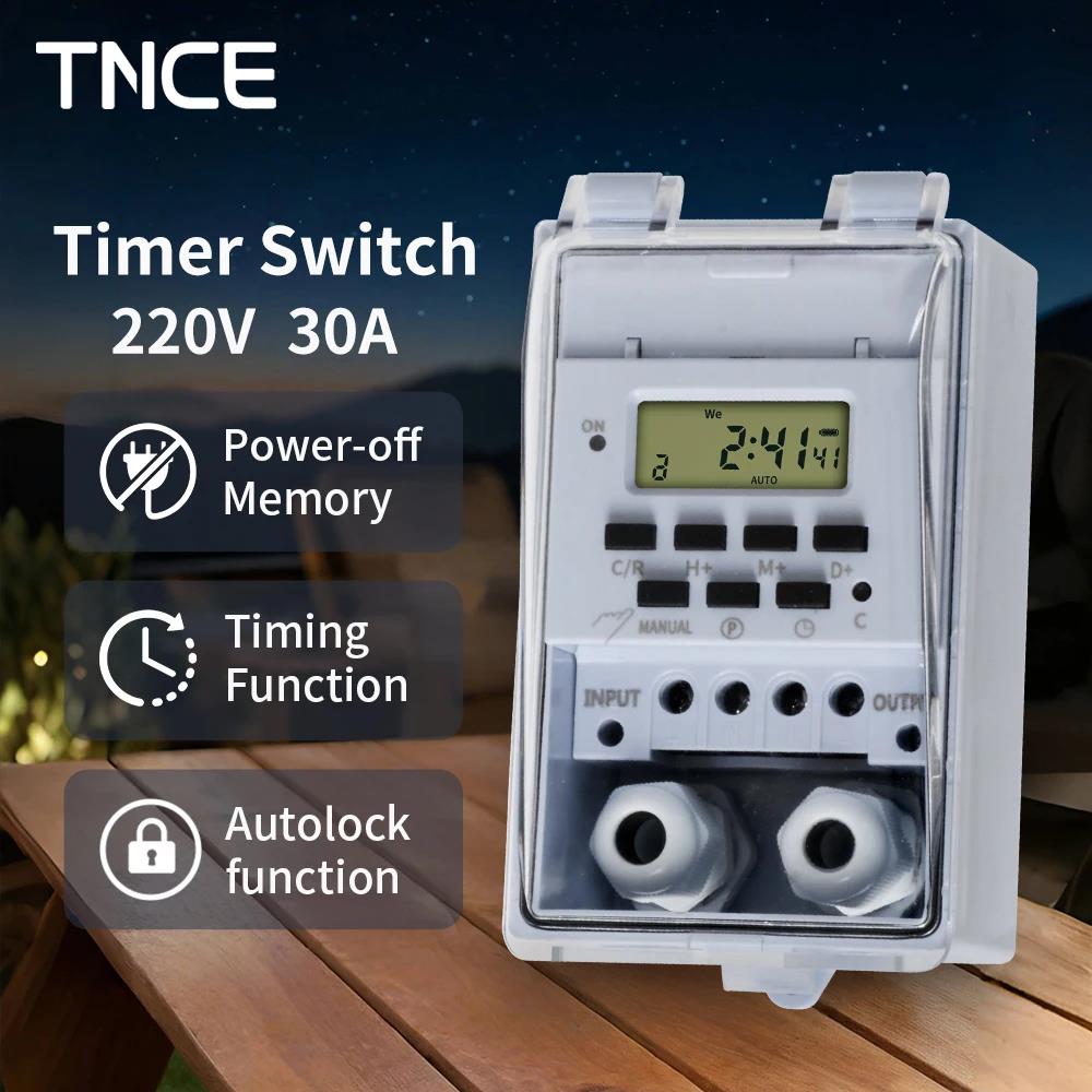 TNCE 30A Timer Switch Waterproof 220V time controller set to seconds 32 groups of timer on and off for light water pump3