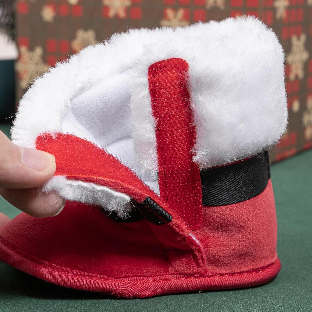 Winterschlussverkauf: Plüsch-Klettverschluss-Kleinkindstiefel - Dicke & Warme Weihnachts-Babyschuhe