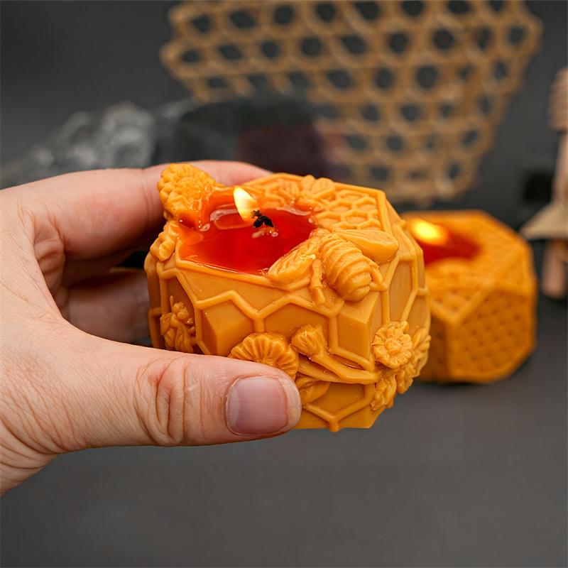 3D Honeycomb Cake Bee Silicone Candle Mold DIY Bee Cake Flower Shapes Candles Gypsum Home Decor Gift