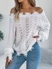 Solid Color Off Shoulder Sweater, Casual Long Sleeve Sweater For Fall & Winter, Women's Clothing