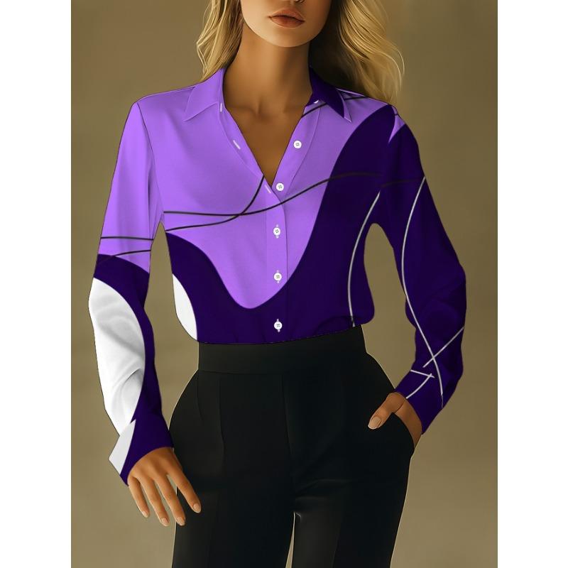 New Women's Long Sleeve Printed Shirts Fashionable Casual Buttoned Lapel Shirts Women's Shirts Loose Women's Long Sleeves