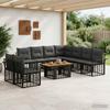 Garden Sofa Set 10 Pieces Black and Dark Grey Poly Rattan