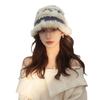 Autumn and winter new red lion hat women's warm versatile face small bucket hat cute rabbit hair handmade knitted hat