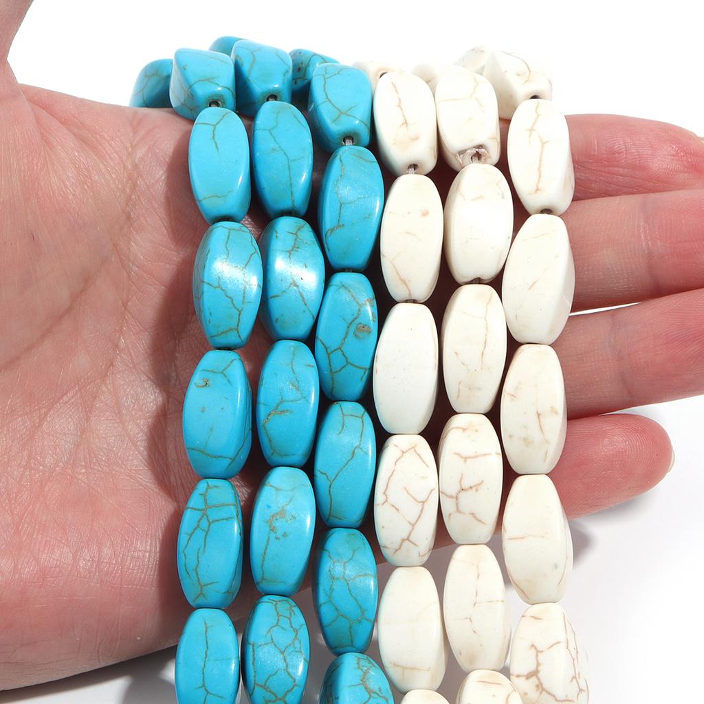 1 Strand Natural Turquoise Stone Beads Blue White Loose Spacer Gemstone Beads For Jewelry Making DIY Bracelets Necklace Supplies