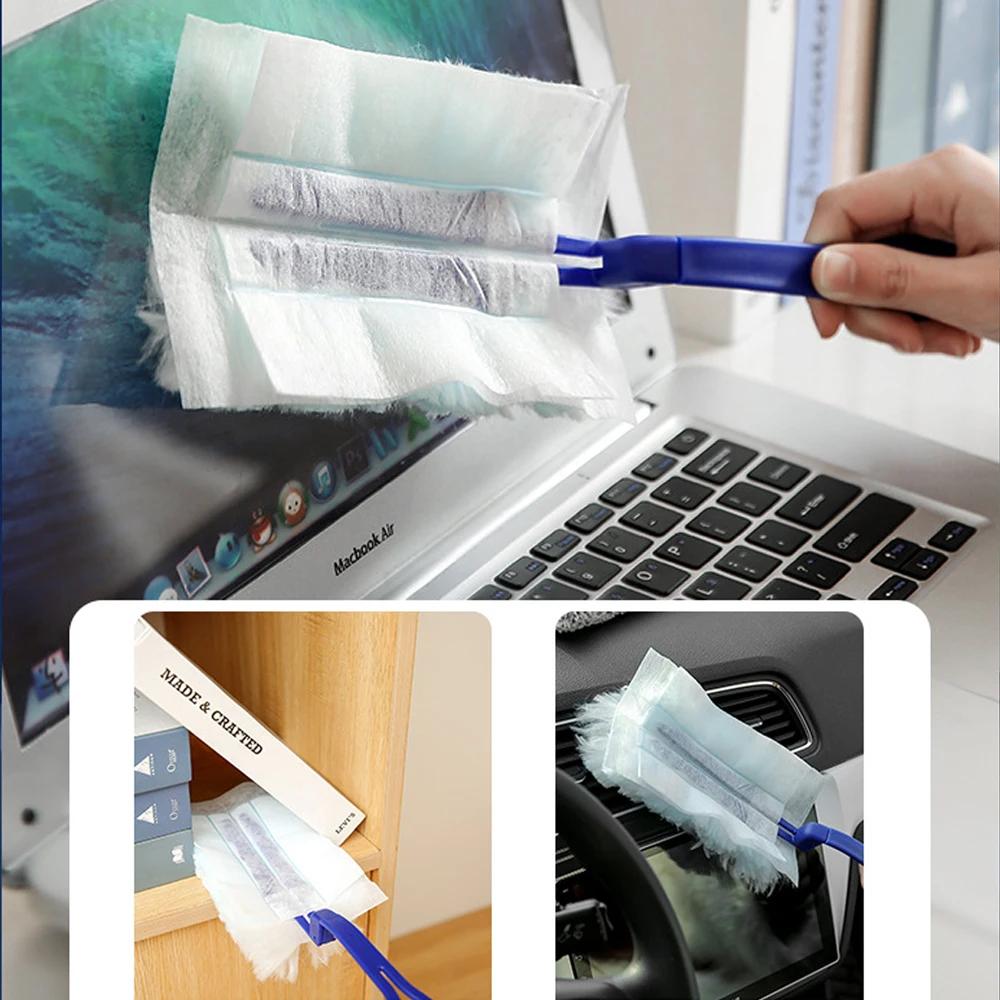 30Pcs Dust Magnet Cloth Dust Brush Electrostatic Absorbent Fiber Duster Air-condition Car Furniture Clean Microfiber With Handle