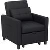 Linen-Look Single Chair Bed - Black
