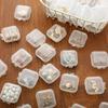 40pcs Mini Plastic Square Storage Containers Box Hinged Lid Clear Jewelry Earrings Rings Portable Pill Storage Case Boxes