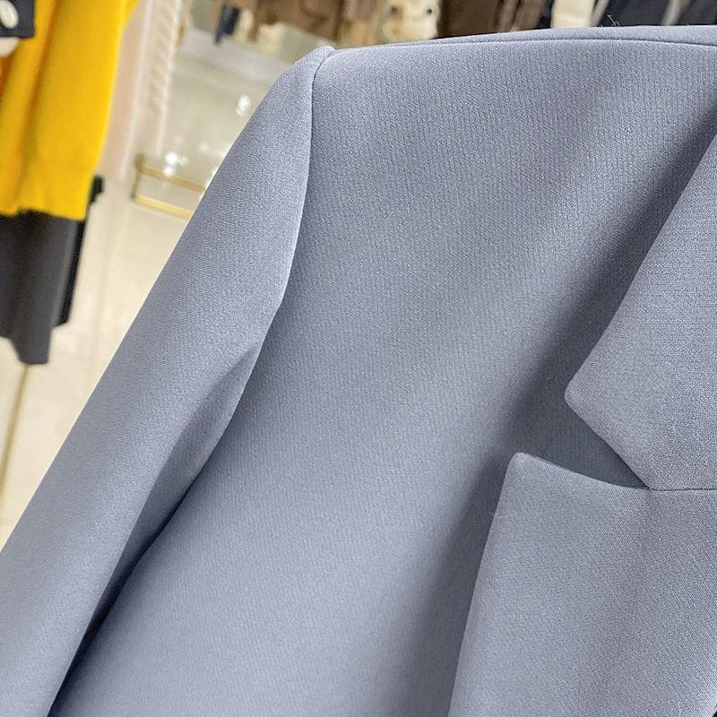 God kvalitet koreansk løs fasjonabel dresskåpe for kvinner med dobbelsneppet hakkede blazere