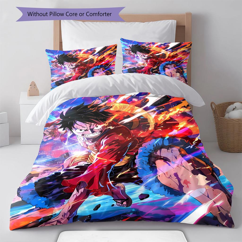 Luffy Pattern Bedding Quilt Set Quilt Cover Pillowcase Home Decoration Gift (1 * duvet cover + 2 * pillowcase, without core)