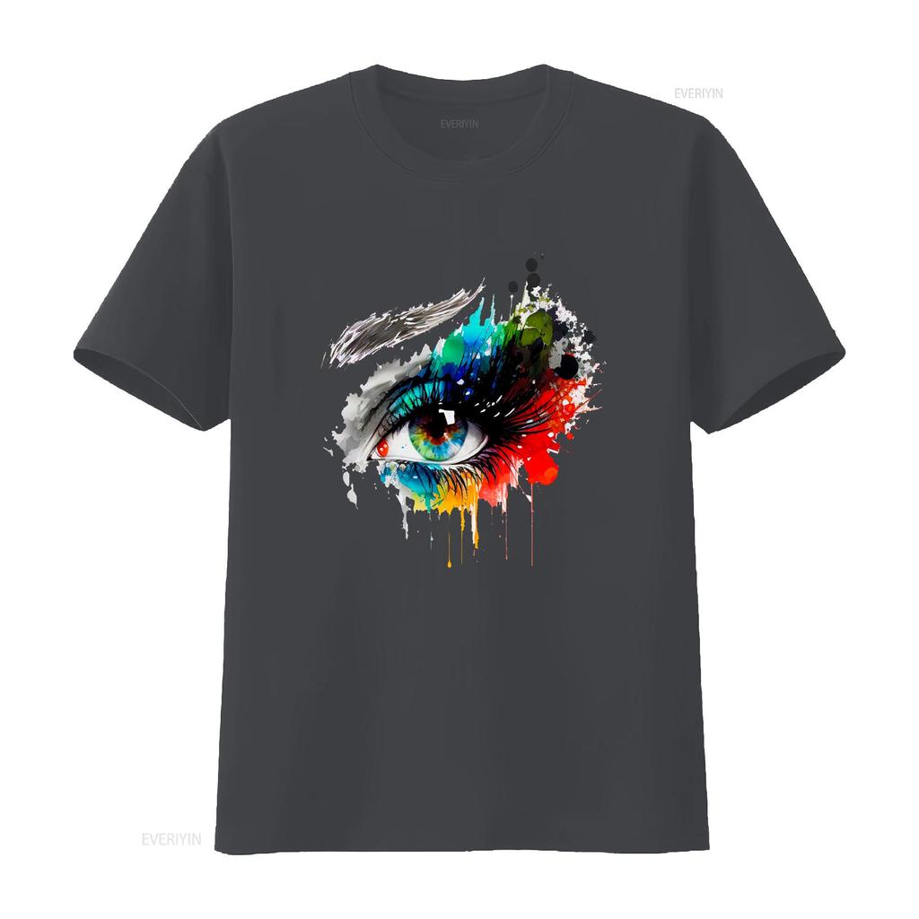 organic cotton t shirt colorseyess colorful eye elegant color vintage Washed homme Stylish Top For Everyday Wear Versatile